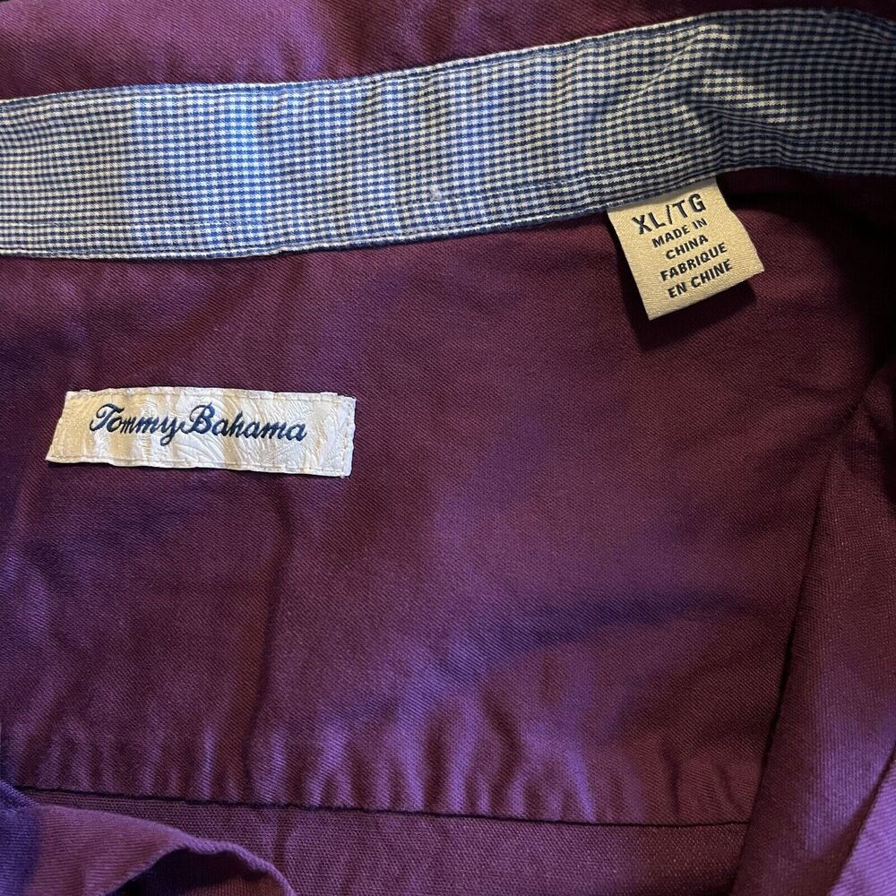 Tommy Bahama Men's XL Shirt Oasis Twill Solid Thistle Purple Silk Blend - Picture 11 of 14